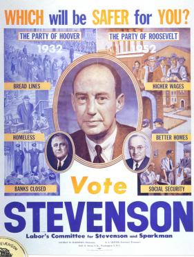 Poster de Stevenson en su campaña de 1952